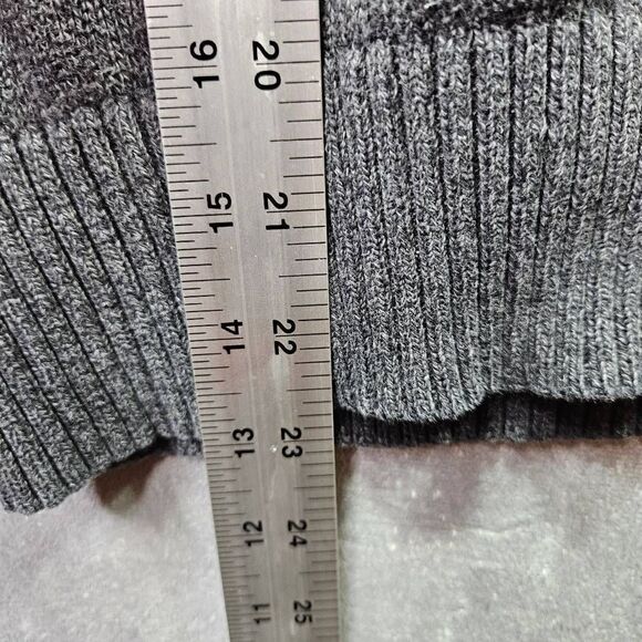 American Eagle Sweater Mens Sz M Gray Knit Athletic Fit 1/4 Zip Button Pullover - Picture 6 of 9